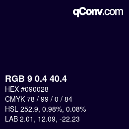 カラーコード: RGB 9 0.4 40.4 | qconv.com