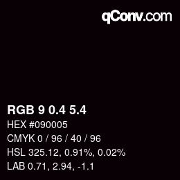 カラーコード: RGB 9 0.4 5.4 | qconv.com