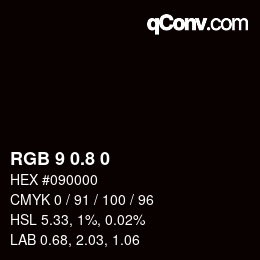 カラーコード: RGB 9 0.8 0 | qconv.com
