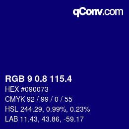 カラーコード: RGB 9 0.8 115.4 | qconv.com