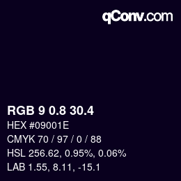 カラーコード: RGB 9 0.8 30.4 | qconv.com