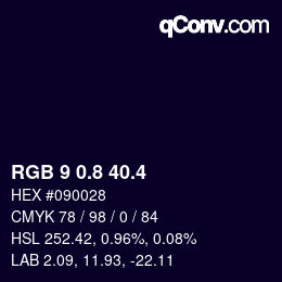 カラーコード: RGB 9 0.8 40.4 | qconv.com
