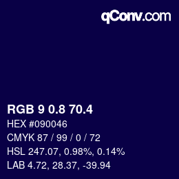 カラーコード: RGB 9 0.8 70.4 | qconv.com