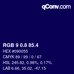 カラーコード: RGB 9 0.8 85.4 | qconv.com