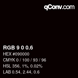 カラーコード: RGB 9 0 0.6 | qconv.com