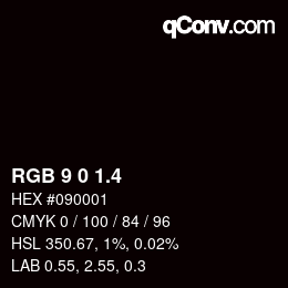 カラーコード: RGB 9 0 1.4 | qconv.com