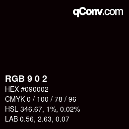 カラーコード: RGB 9 0 2 | qconv.com