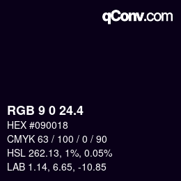 カラーコード: RGB 9 0 24.4 | qconv.com
