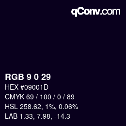 カラーコード: RGB 9 0 29 | qconv.com