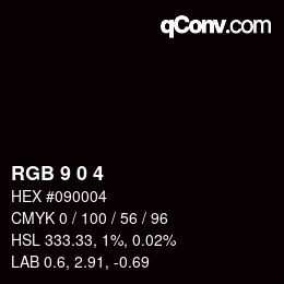 カラーコード: RGB 9 0 4 | qconv.com