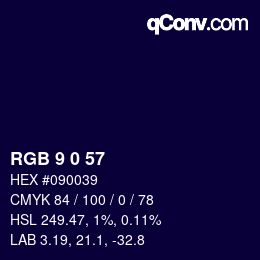 Color code: RGB 9 0 57 | qconv.com