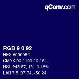 颜色代码: RGB 9 0 92 | qconv.com
