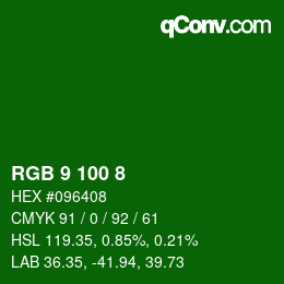 Color code: RGB 9 100 8 | qconv.com