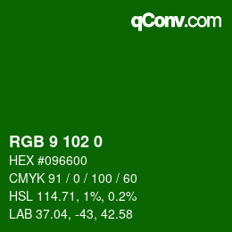 Color code: RGB 9 102 0 | qconv.com