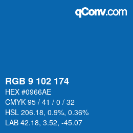 Color code: RGB 9 102 174 | qconv.com