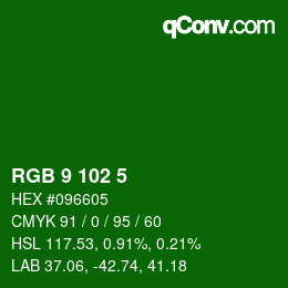 Color code: RGB 9 102 5 | qconv.com