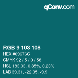 Farbcode: RGB 9 103 108 | qconv.com