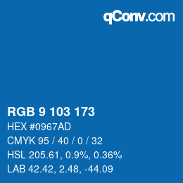 Color code: RGB 9 103 173 | qconv.com