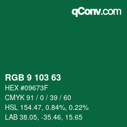 Color code: RGB 9 103 63 | qconv.com