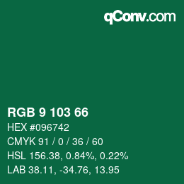 Color code: RGB 9 103 66 | qconv.com