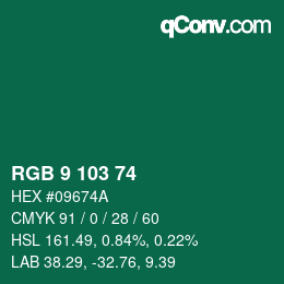 カラーコード: RGB 9 103 74 | qconv.com