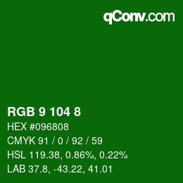 カラーコード: RGB 9 104 8 | qconv.com