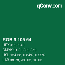 Color code: RGB 9 105 64 | qconv.com