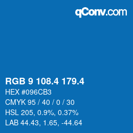 カラーコード: RGB 9 108.4 179.4 | qconv.com