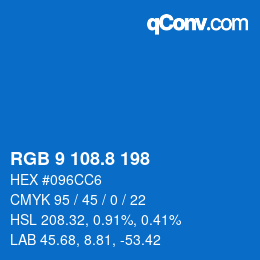 カラーコード: RGB 9 108.8 198 | qconv.com