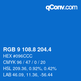 カラーコード: RGB 9 108.8 204.4 | qconv.com