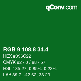 カラーコード: RGB 9 108.8 34.4 | qconv.com