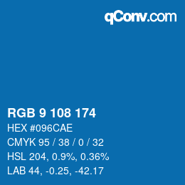 Color code: RGB 9 108 174 | qconv.com