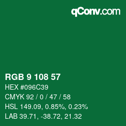 Color code: RGB 9 108 57 | qconv.com