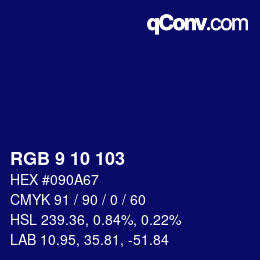 Color code: RGB 9 10 103 | qconv.com