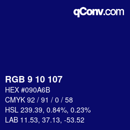 カラーコード: RGB 9 10 107 | qconv.com