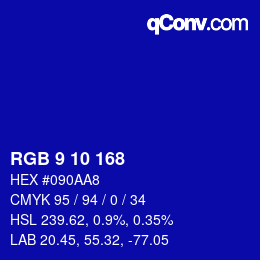 Color code: RGB 9 10 168 | qconv.com