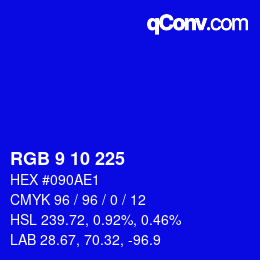 カラーコード: RGB 9 10 225 | qconv.com
