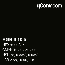 カラーコード: RGB 9 10 5 | qconv.com