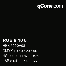 Código de color: RGB 9 10 8 | qconv.com