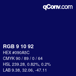 カラーコード: RGB 9 10 92 | qconv.com