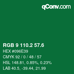 カラーコード: RGB 9 110.2 57.6 | qconv.com