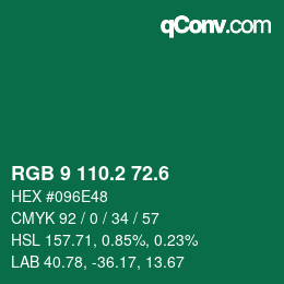 カラーコード: RGB 9 110.2 72.6 | qconv.com