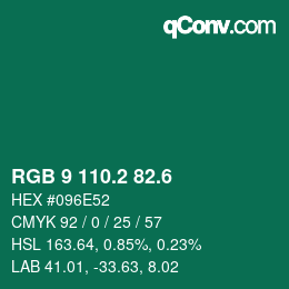 カラーコード: RGB 9 110.2 82.6 | qconv.com