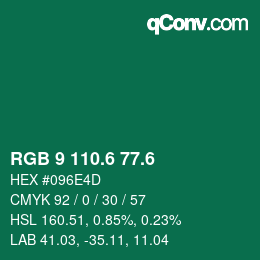 カラーコード: RGB 9 110.6 77.6 | qconv.com
