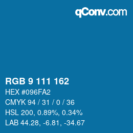 Color code: RGB 9 111 162 | qconv.com