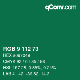 Farbcode: RGB 9 112 73 | qconv.com