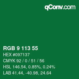 カラーコード: RGB 9 113 55 | qconv.com