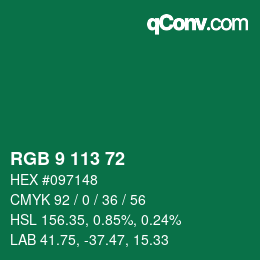 Color code: RGB 9 113 72 | qconv.com