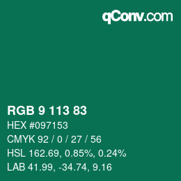Color code: RGB 9 113 83 | qconv.com