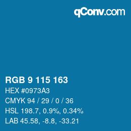 Color code: RGB 9 115 163 | qconv.com